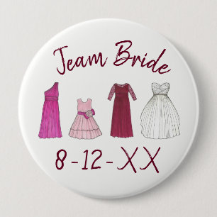 TEAM BRIDE Brudens sida Bridesmaid Flowergirl Gown Knapp
