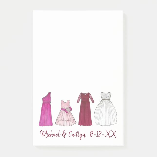 TEAM BRIDE Brudens sida Bridesmaid Flowergirl Gown Post-it Block (Framsida)