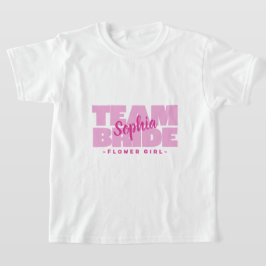 Team Bride Brudens sida Namn Flower Girl Rosa T Shirt