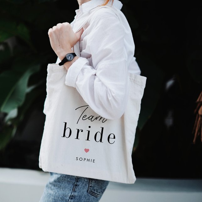 Team Bride Editable Färg Brudens sida Tote Bag Tygkasse (Skapare uppladdad)