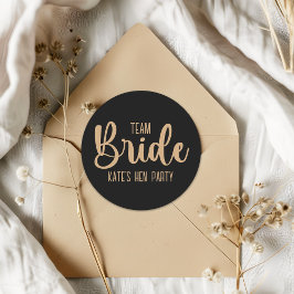 Team Bride Elegant Bachelorette Party Runt Klistermärke
