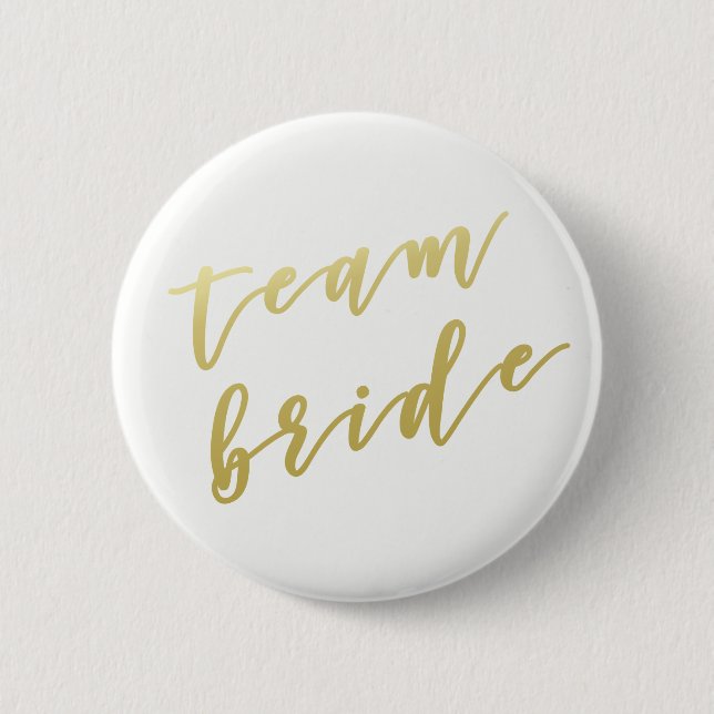 Team Bride | Faux Guld White Knapp (Framsida)
