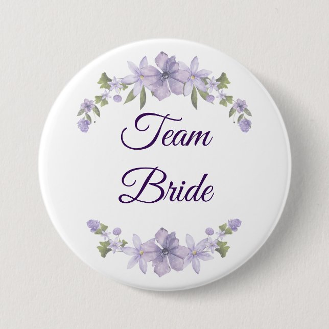 Team Bride Floral Button | Bridal Party Favor Knapp (Framsida)