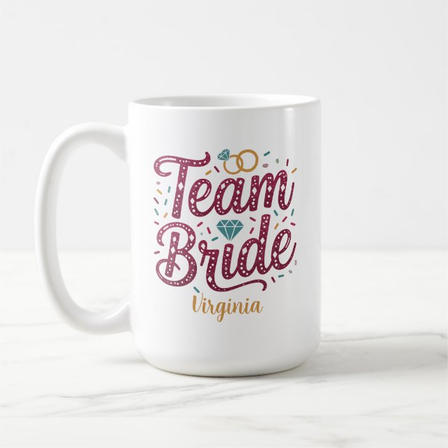 Team Bride Glitter Brudtärna Förmån Kaffe Mugg (Vänster)