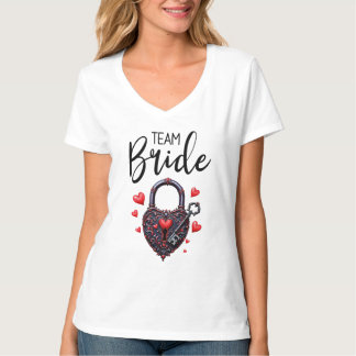 Team Bride Goth Heart Lock and Key T Shirt