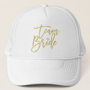Team Bride Guld Diamond Brudens sida Bröllop Cap Truckerkeps
