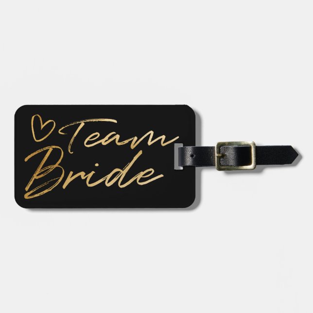 Team Bride - Guld faux foil bagagetagg Bagagebricka (Horisontell Framsida)