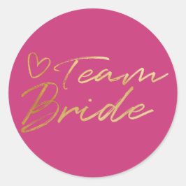 Team Bride - Guld faux foil-dekal Runt Klistermärke