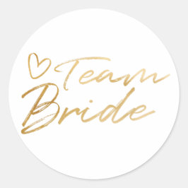 Team Bride - Guld faux foil-dekal Runt Klistermärke