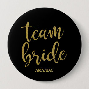 Team Bride Guld Glitter Bridesmaid Bachelorette Knapp