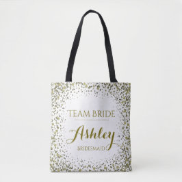 Team Bride Guld Glitter Confetti Dots Tygkasse