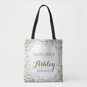 Team Bride Guld Glitter Confetti Dots Tygkasse