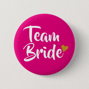 Team Bride Guld Heart Girly Rosa Knapp