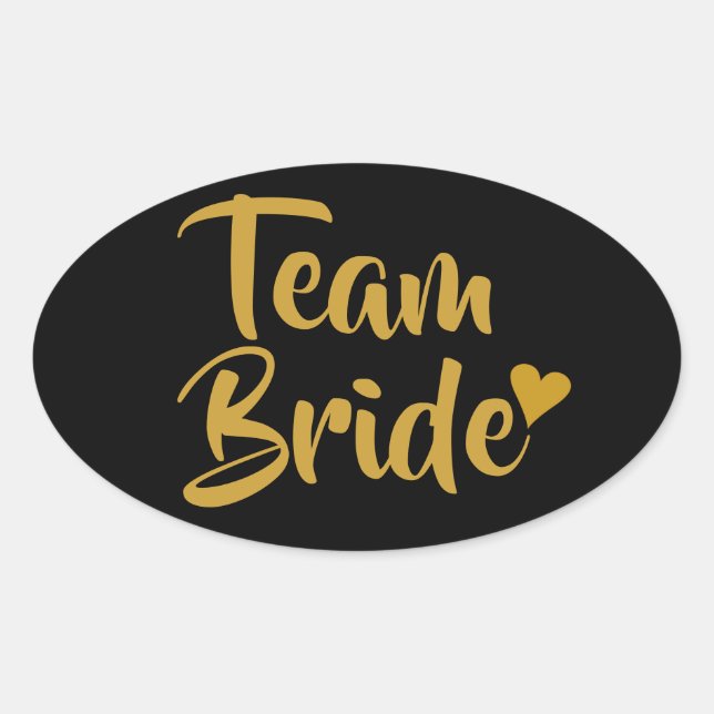 Team Bride Guld Heart Ovalt Klistermärke (Framsida)