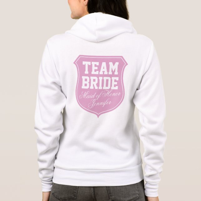 Team Bride hoodie för Maid of honor | ANPASSADE T Shirt (Baksida)