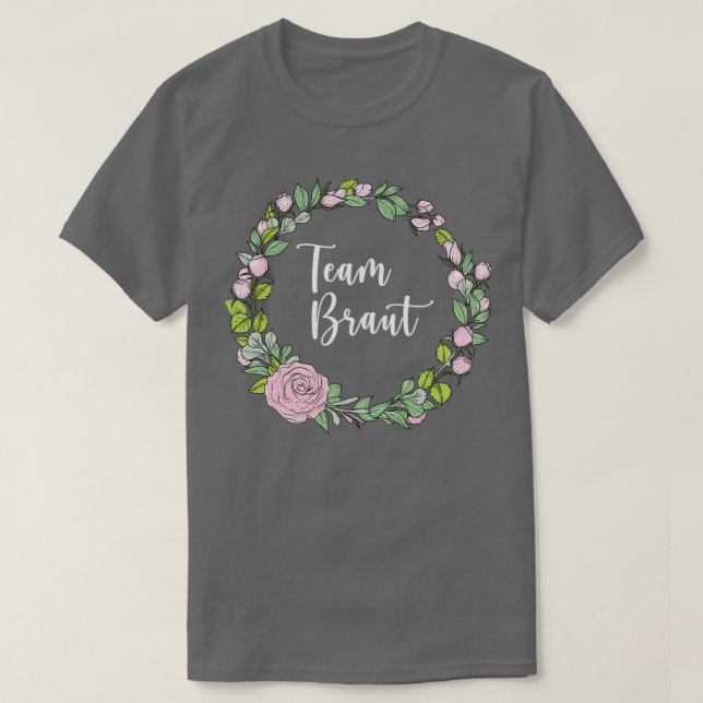 Team Bride I Blommigt Wandan Bröllop Boho Stil Euc T Shirt (Design framsida)