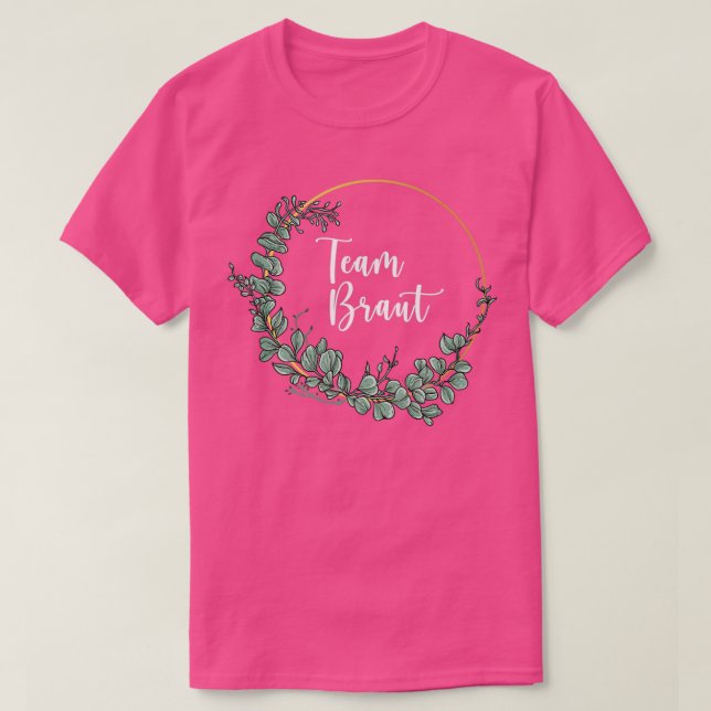 Team Bride I Blommigt Wandan Bröllop Boho Stil Euc T Shirt (Design framsida)