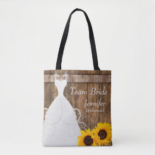 Team Bride in Rustic Wood Sunsun Stil Tygkasse