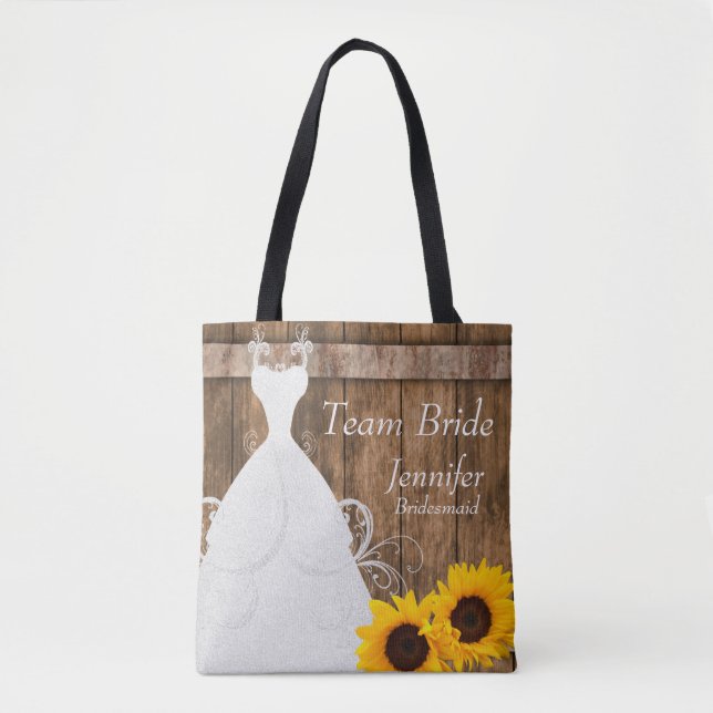 Team Bride in Rustic Wood Sunsun Stil Tygkasse (Framsida)
