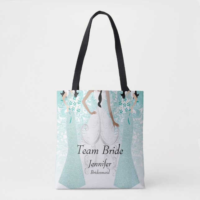 Team Bride in Teal Tygkasse (Framsida)