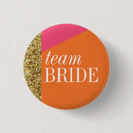 Team Bride-knapp, Pin, guld glitter, bachelorette Knapp