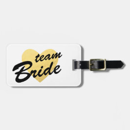 Team Bride Luggage Tag | guld hjärta | brudgummi Bagagebricka