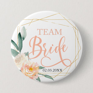 Team Bride! Modern Blumen Geometrik Button Knapp
