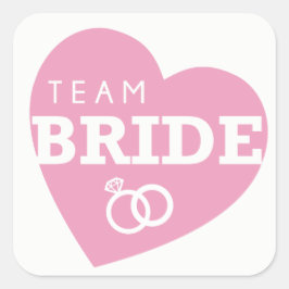 Team Bride Möhippa Stickers ROSA Heart Fyrkantigt Klistermärke