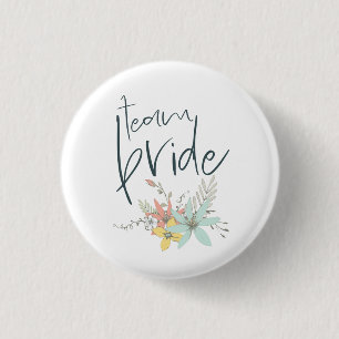 Team Bride Pastel Blommigt Bröllop Knapp
