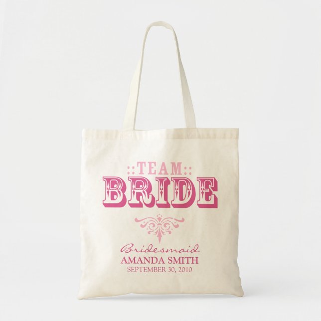 "TEAM BRIDE" Personlig Bröllopsfest tobag Tygkasse (Framsidan)