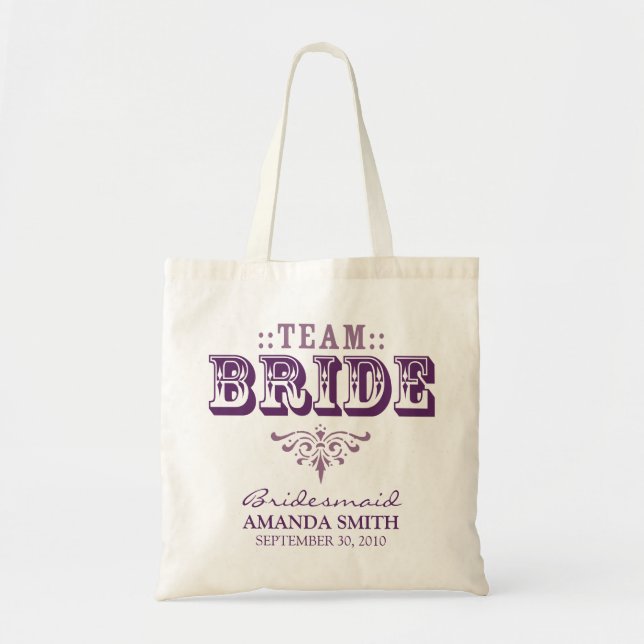 "TEAM BRIDE" Personlig Bröllopsfest tobag Tygkasse (Framsidan)