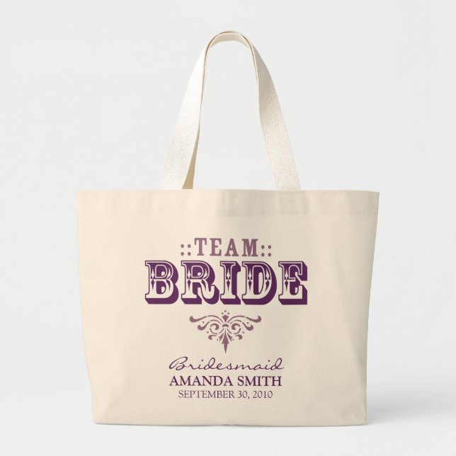 "TEAM BRIDE" Personlig Bröllopsfest tobag Tygkasse (Framsidan)
