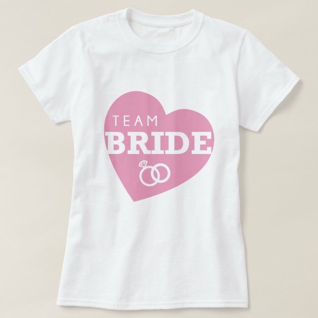 Team Bride Personlig Party Rosa Heart Toppar Tees Tee Shirt (Design framsida)