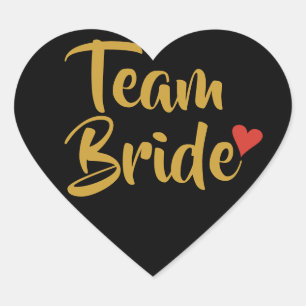 Team Bride Red Heart Hjärtformat Klistermärke