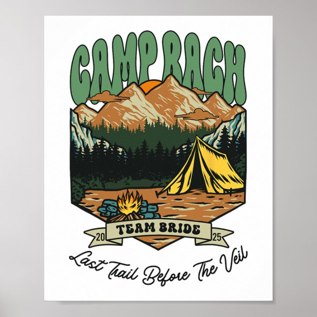 Team Bride Retro Camp Bach Camping Bachelorette Es Poster (Framsidan)
