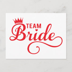 Team Bride, röd ord-konst-textdesign för t-shirt Vykort