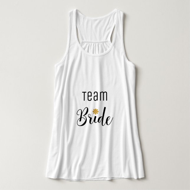 Team Bride Roligt Bachelorette Bröllop Elegant Linne Med Racerback (Design framsida)