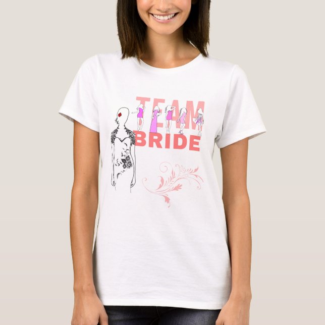 Team Bride, roligt, elegant, rosa Tee Shirt (Framsida)