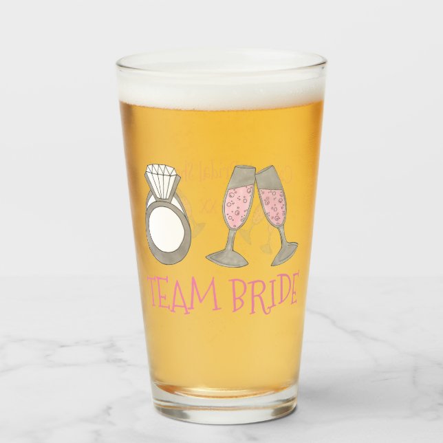 Team Bride Rosa Champagne Diamond Ring Bröllop Glaskopp (Framsida fylld)
