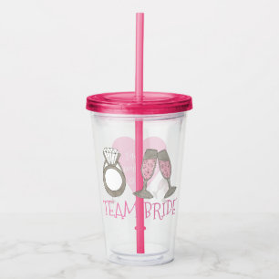 Team Bride Rosa Champagne Diamond Ring Bröllop Take Away Mugg