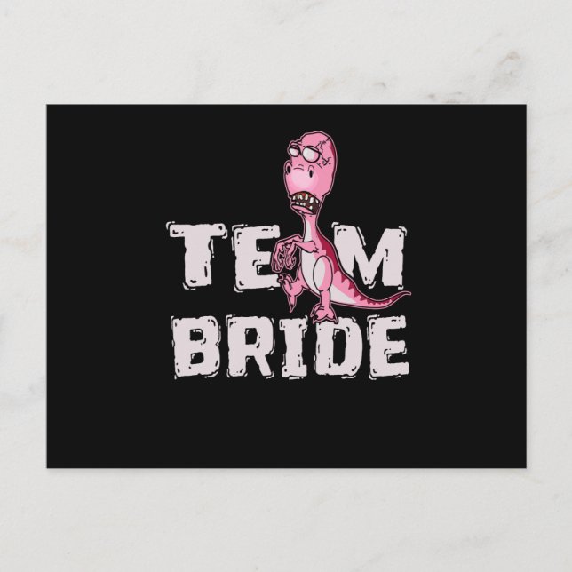 Team Bride Rosa Dinosaur Möhippa Inbjudan Vykort (Framsida)
