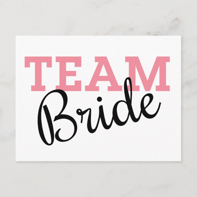 Team Bride Rosa Script Vykort (Framsida)
