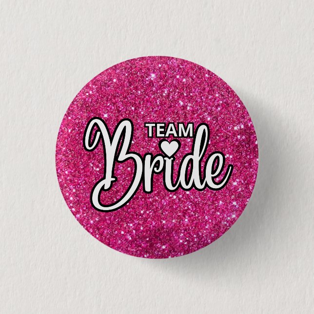 Team Bride Rosa Sparkling Glitter Knapp (Framsida)