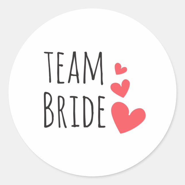 Team Bride Runt Klistermärke (Framsida)