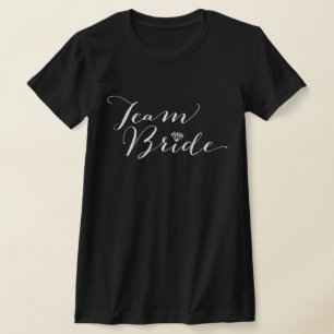 Team Bride Script Diamond Brudens sida Bröllop Tee