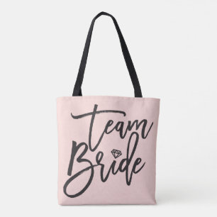 Team Bride Script Diamond Brudens sida Tote Bag Tygkasse