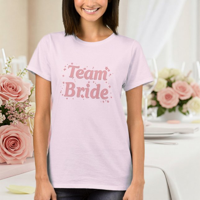 Team Bride T-Shirt for Bridesmaids - Pink design (Skapare uppladdad)