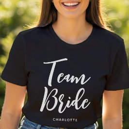 Team Brud Anpassat Namn Bröllop Svart Vitt T Shirt
