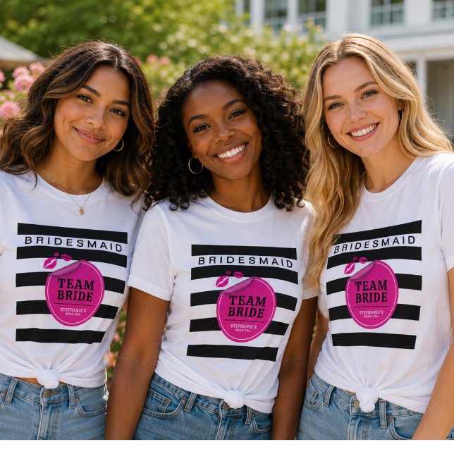 Team Brud Brudtärna Glam T Shirt (Team Bride Sephora Theme Chic Tee)