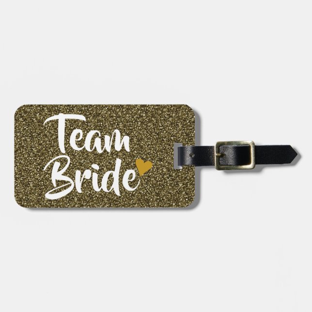 Team Brud Guld Glitter Bagagebricka (Horisontell Framsida)